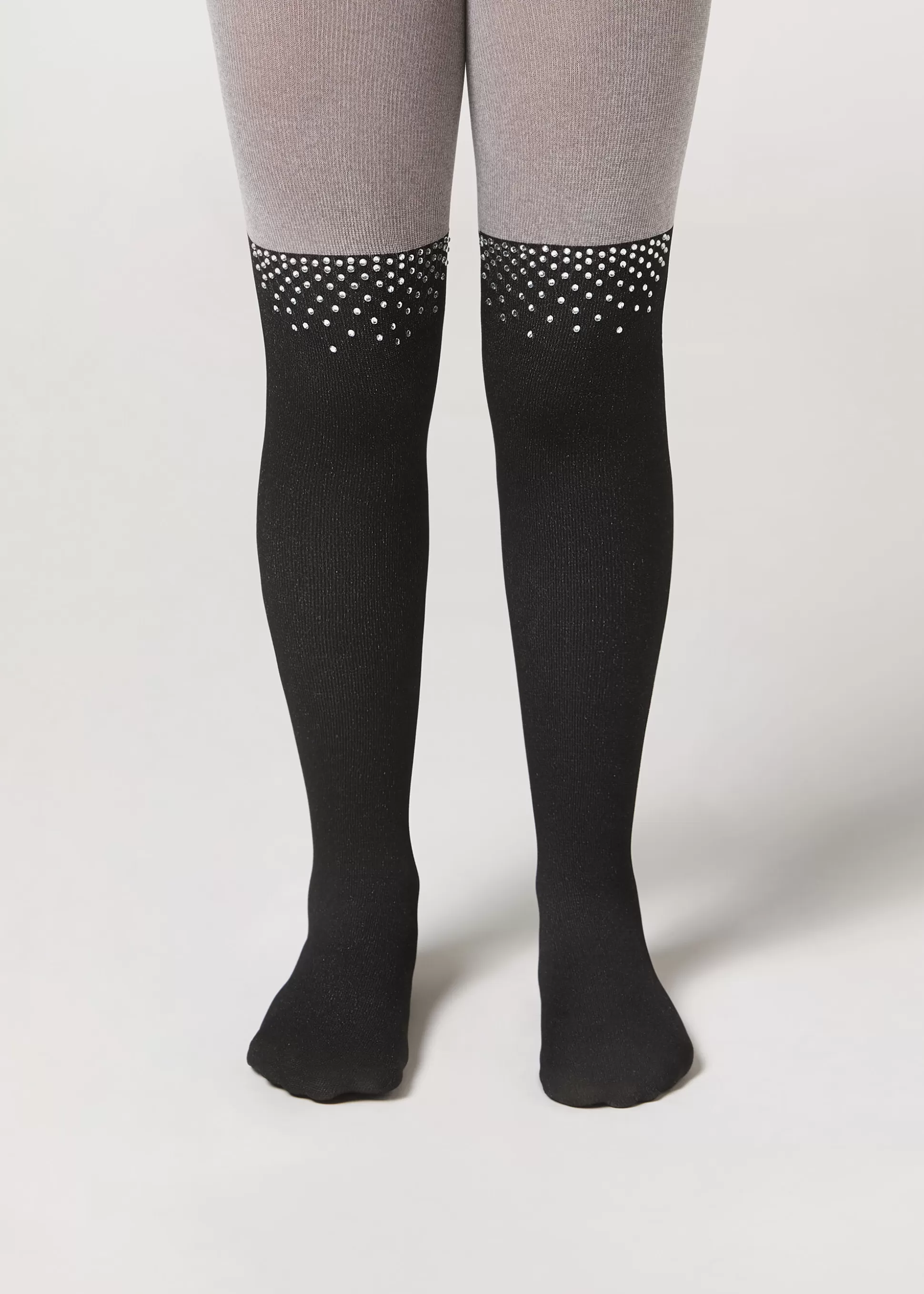 Calzedonia Collants Efeito Meias Altas Com Strass Menina | Collants