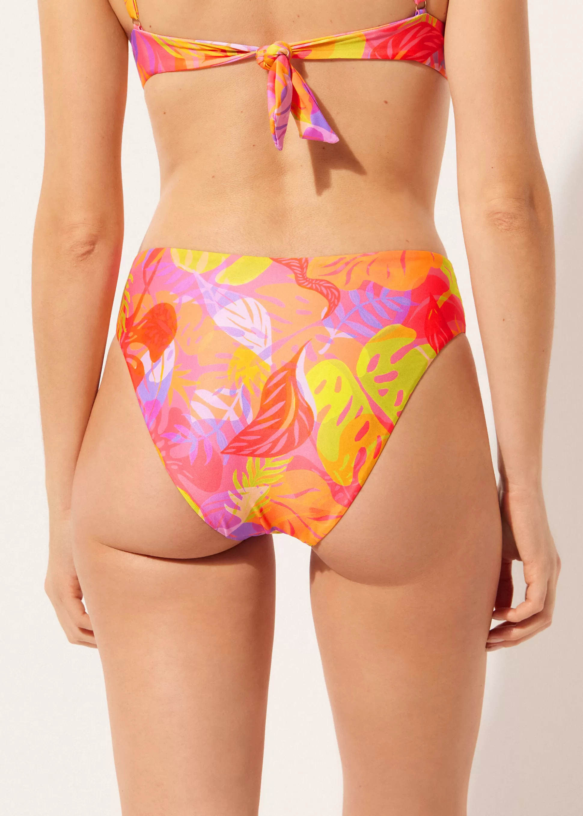 Calzedonia Cueca Cintura Subida Biquíni Tropical Pop | Biquínis | Cuecas Biquíni