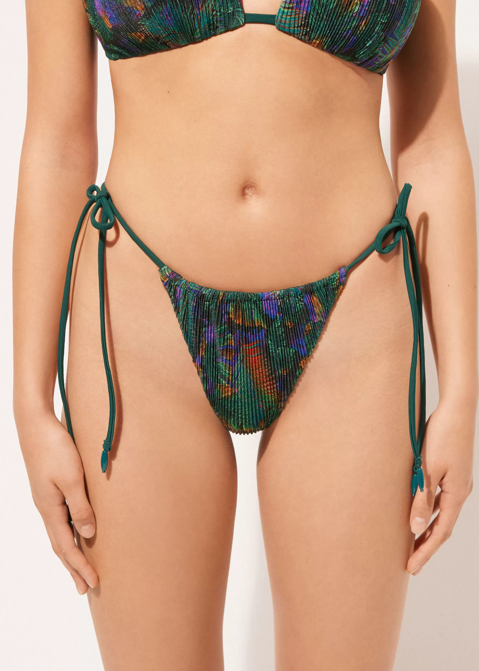 Calzedonia Cueca De Biquíni Brasileira Com Laços Night Foliage | Cuecas Biquíni | Biquínis