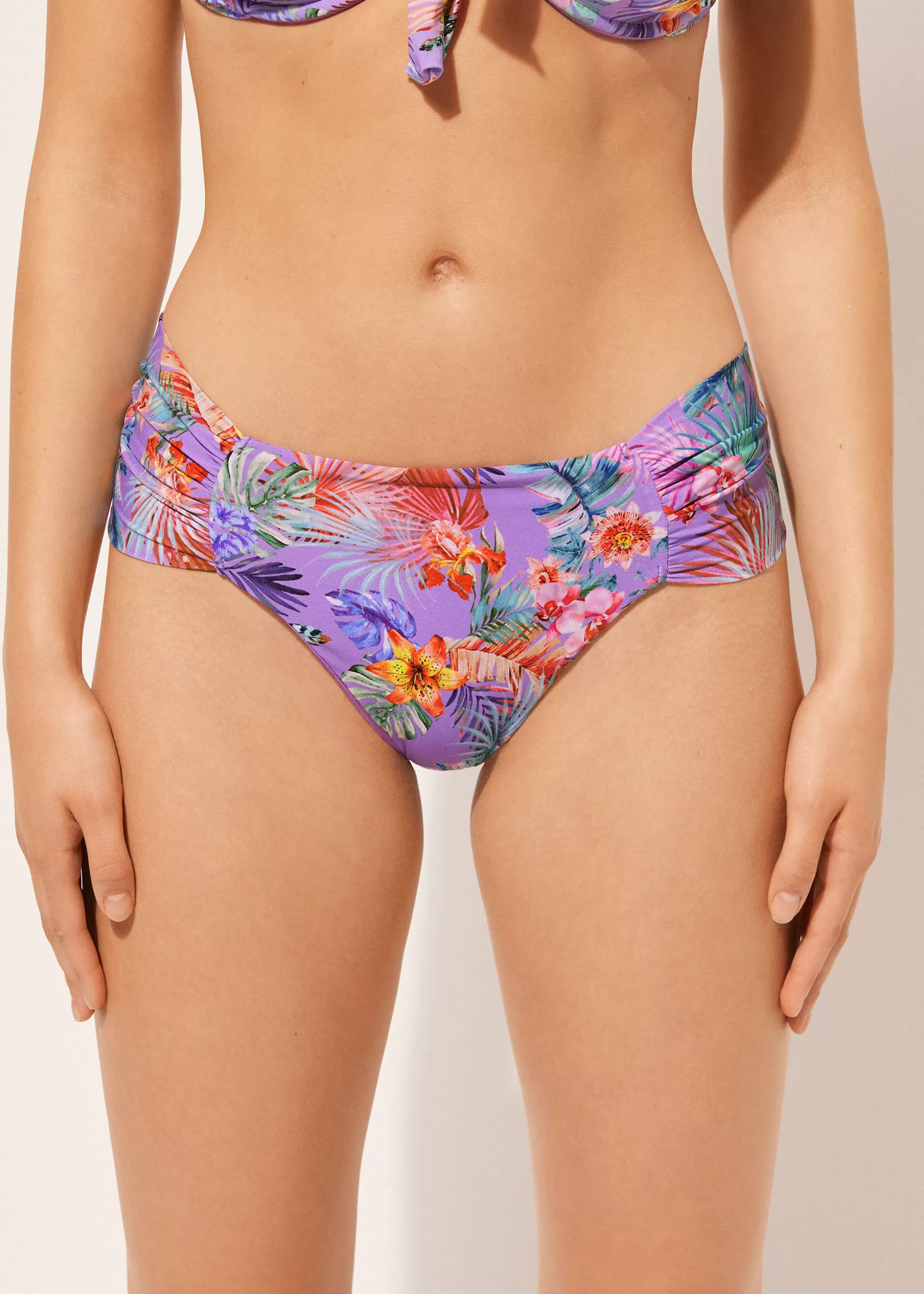 Calzedonia Cueca De Biquíni Com Drapeado Fairy Jungle | Cuecas Biquíni