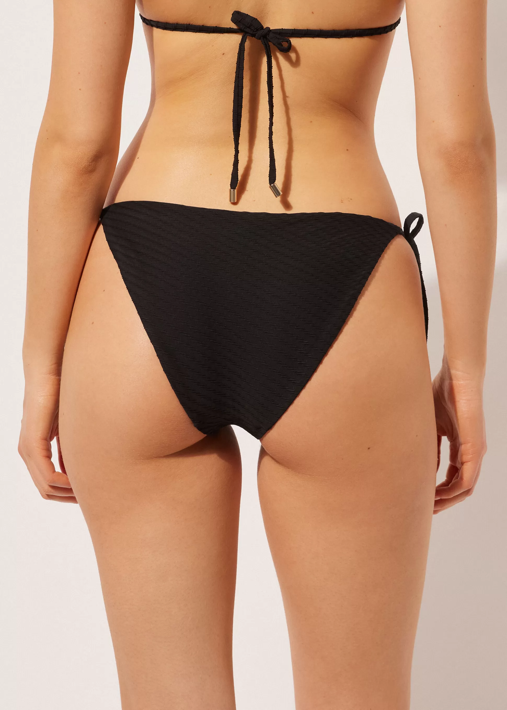 Calzedonia Cueca De Biquíni Com Laços 3D Black Waves | Cuecas Biquíni