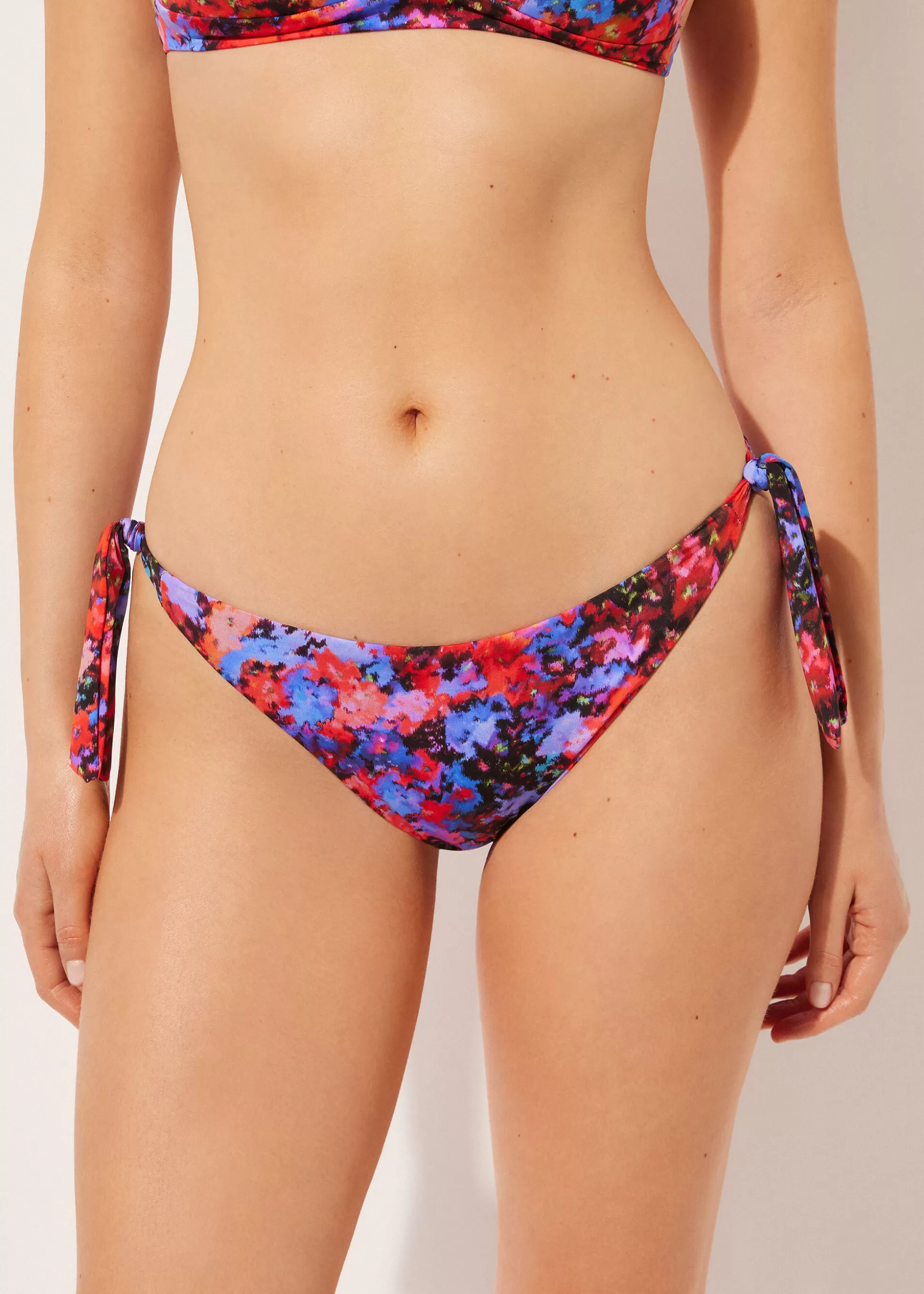 Calzedonia Cueca De Biquíni Com Laços Blurred Flowers | Cuecas Biquíni