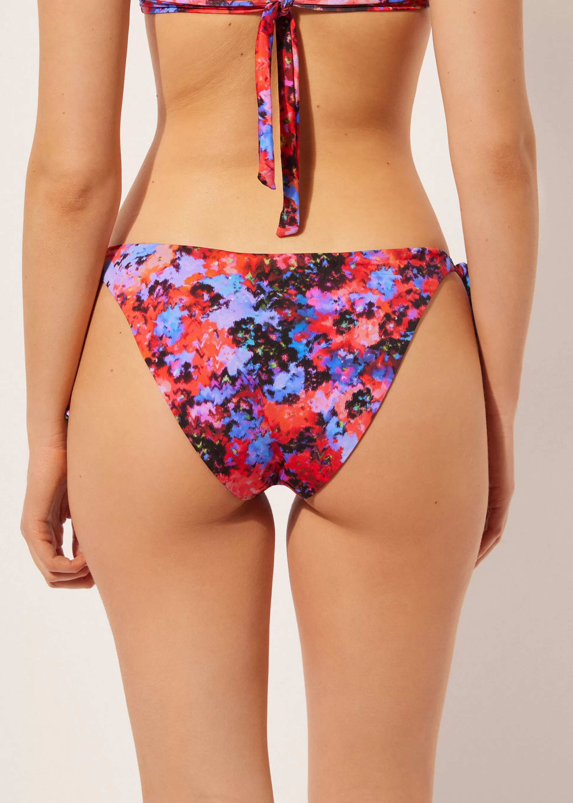 Calzedonia Cueca De Biquíni Com Laços Blurred Flowers | Cuecas Biquíni