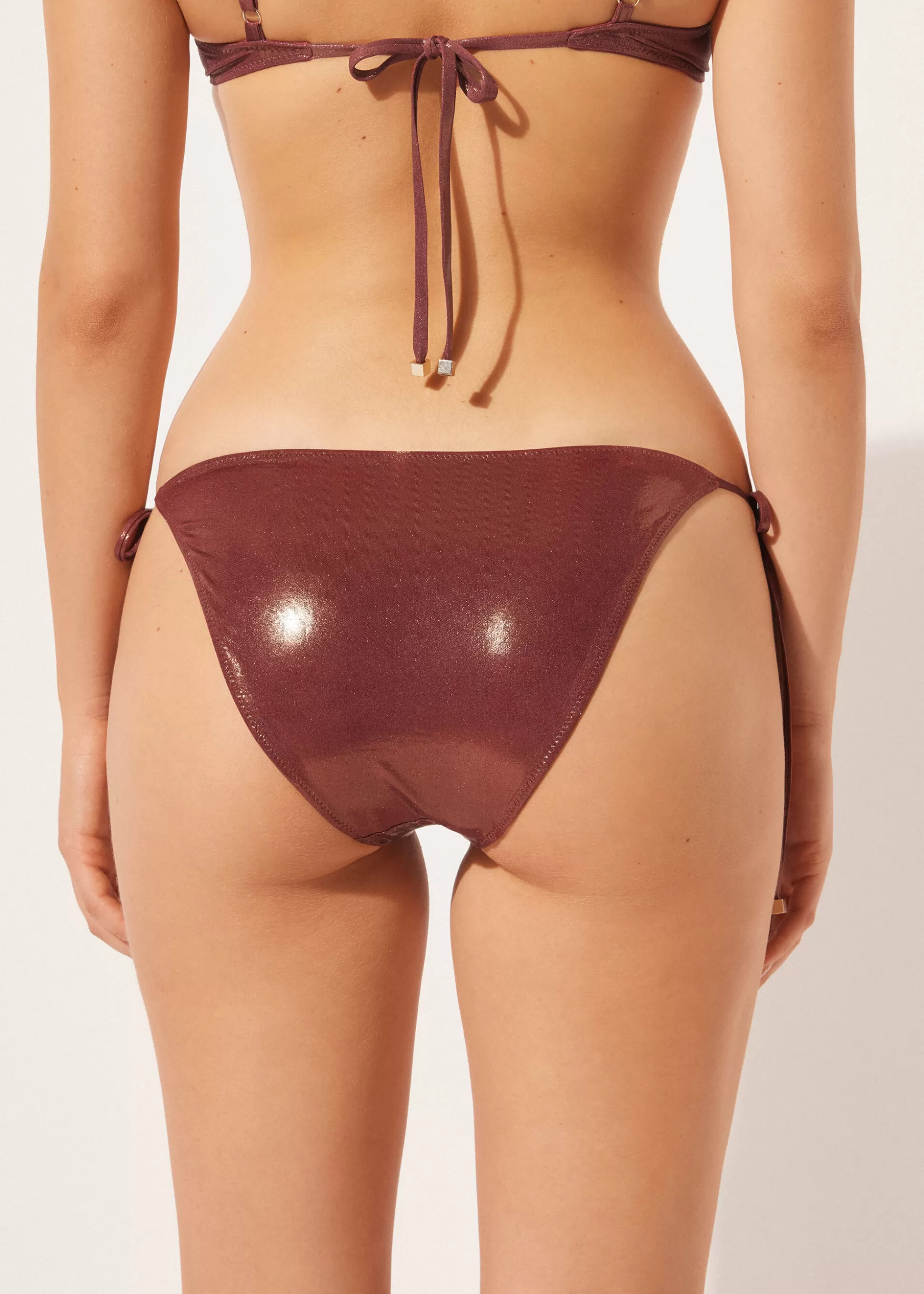 Calzedonia Cueca De Biquíni Com Laços Metallic Skin | Biquínis | Cuecas Biquíni