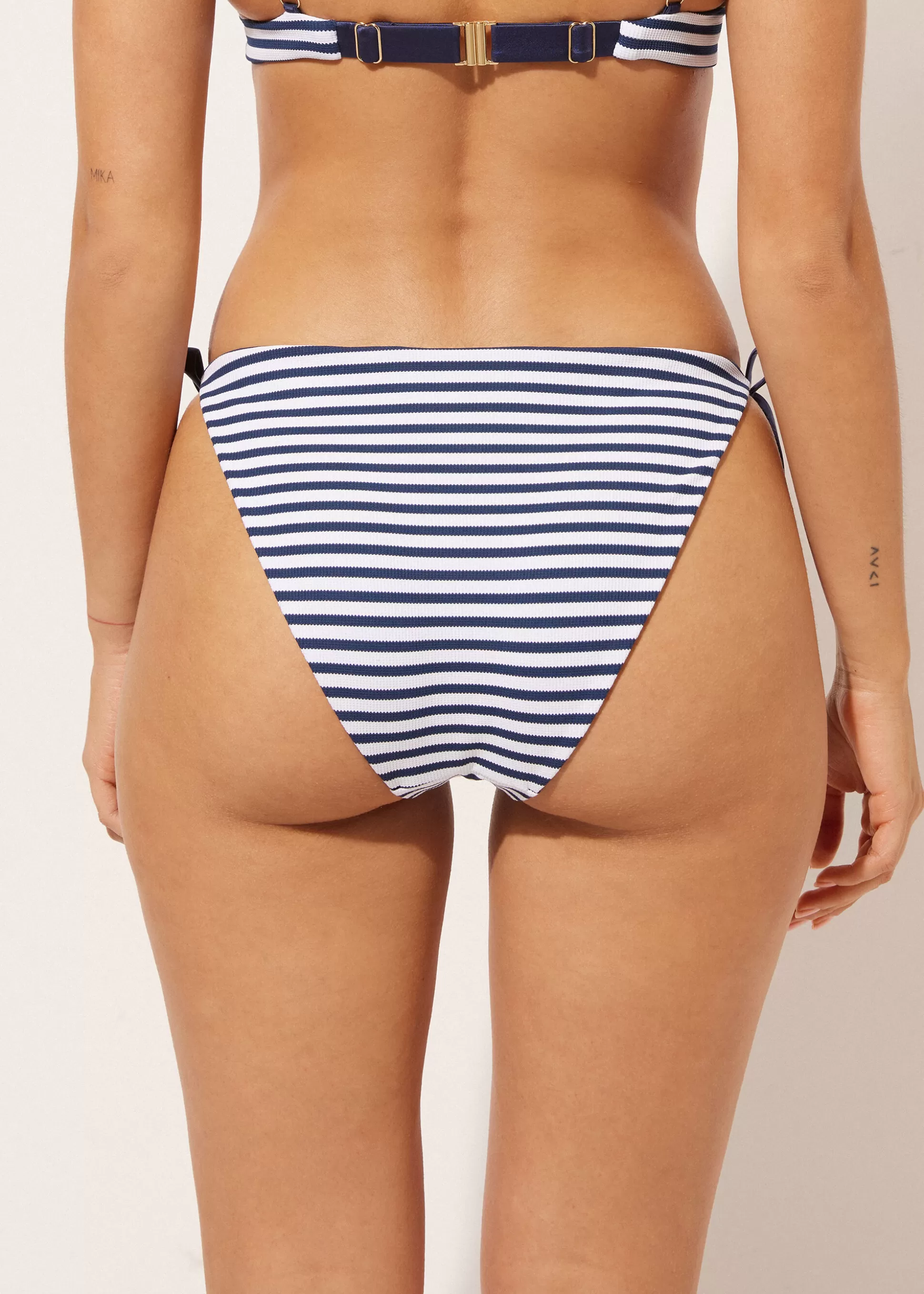 Calzedonia Cueca De Biquíni Com Laços Nautical Stripes | Biquínis | Cuecas Biquíni