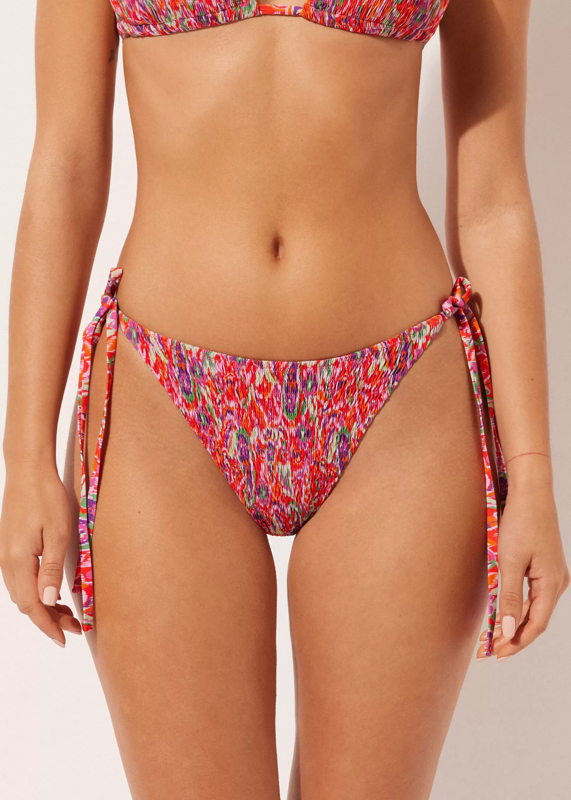 Calzedonia Cueca De Biquíni Com Laços Vibrant Paisley | Biquínis | Cuecas Biquíni