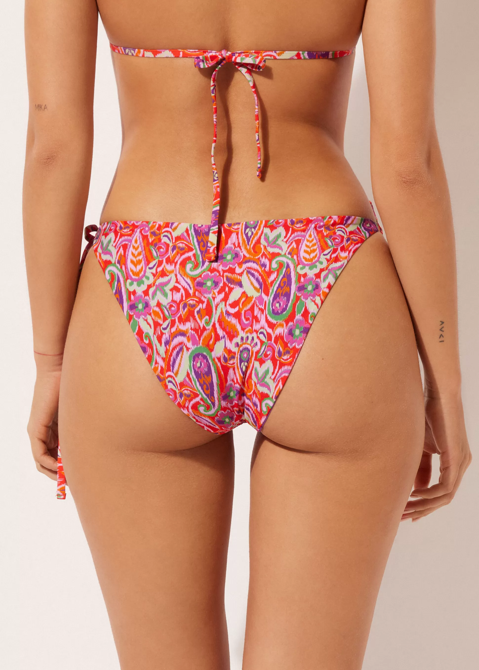 Calzedonia Cueca De Biquíni Com Laços Vibrant Paisley | Biquínis | Cuecas Biquíni