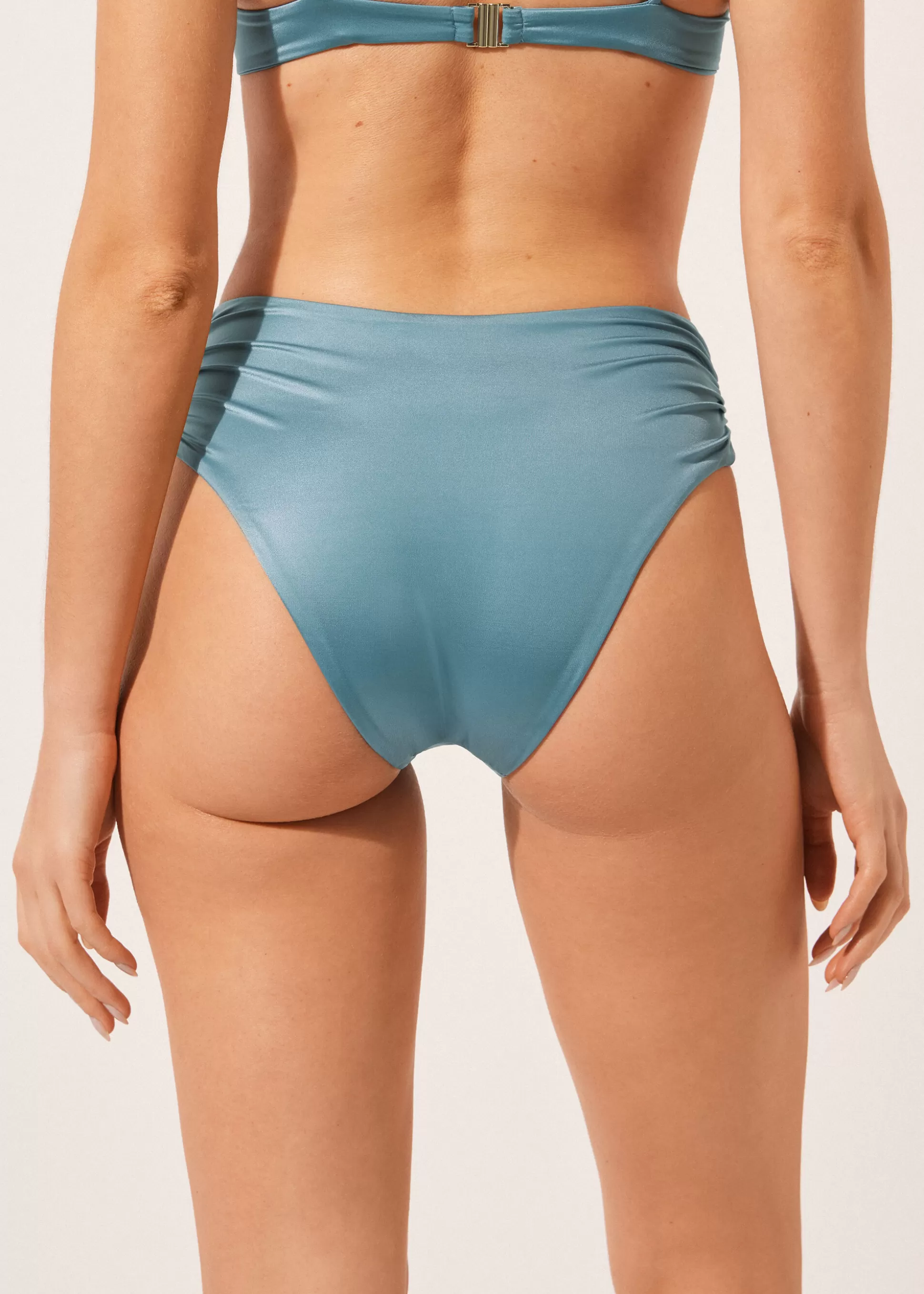 Calzedonia Cueca De Biquíni De Cintura Subida Shiny Satin | Cuecas Biquíni