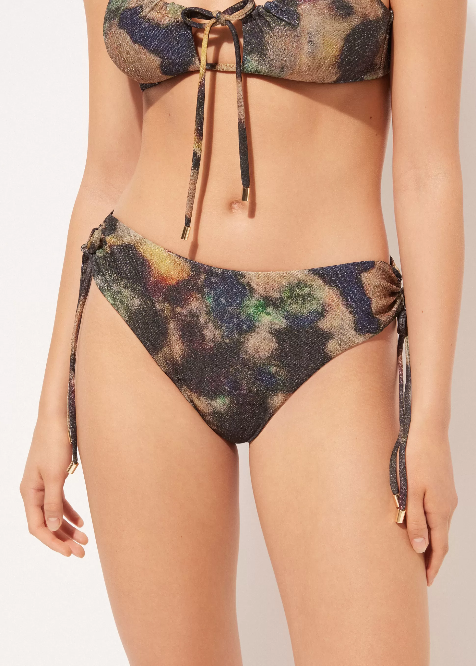 Calzedonia Cueca De Biquíni De Cintura Subida Sparkling Camouflage | Biquínis | Cuecas Biquíni