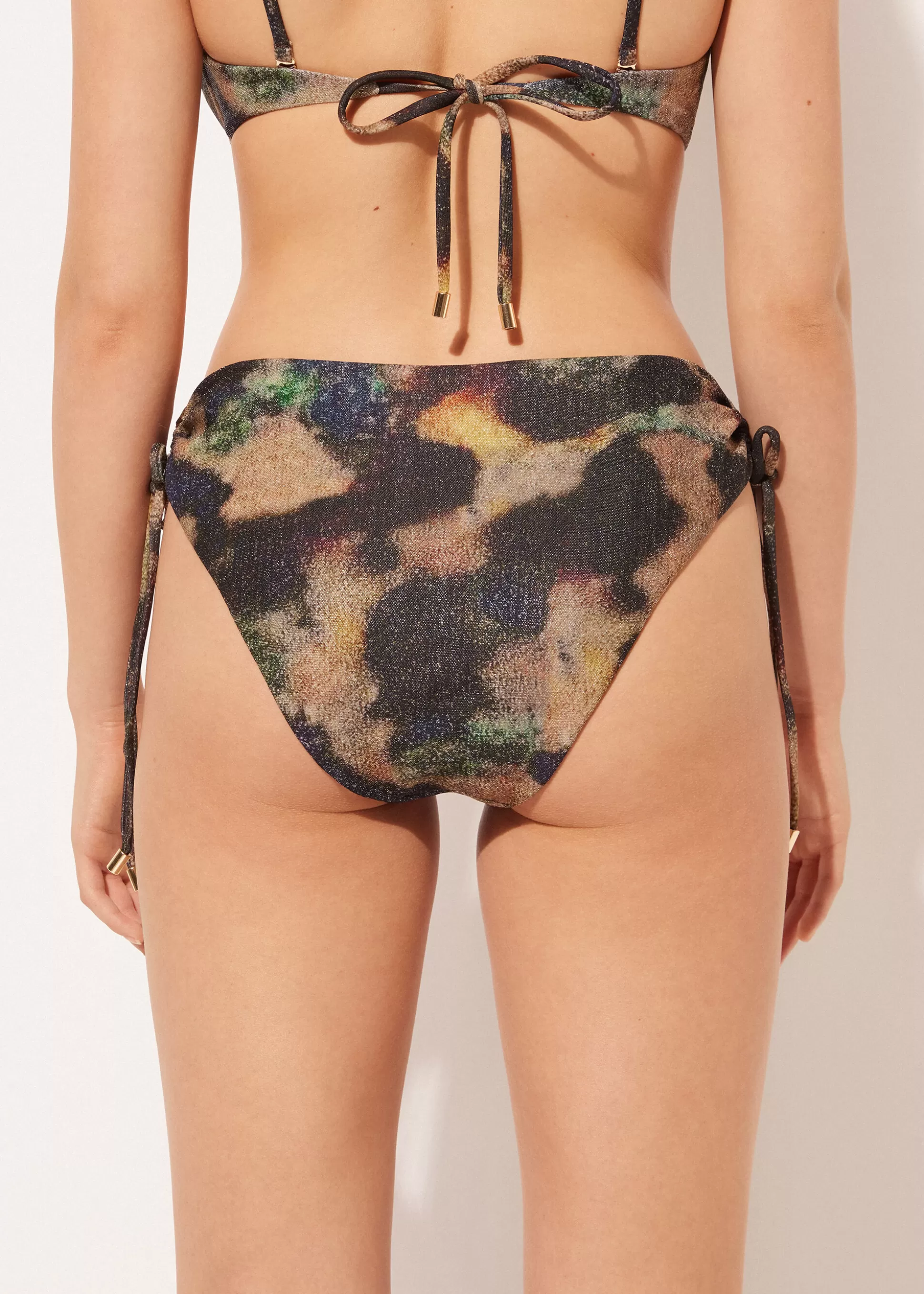 Calzedonia Cueca De Biquíni De Cintura Subida Sparkling Camouflage | Biquínis | Cuecas Biquíni