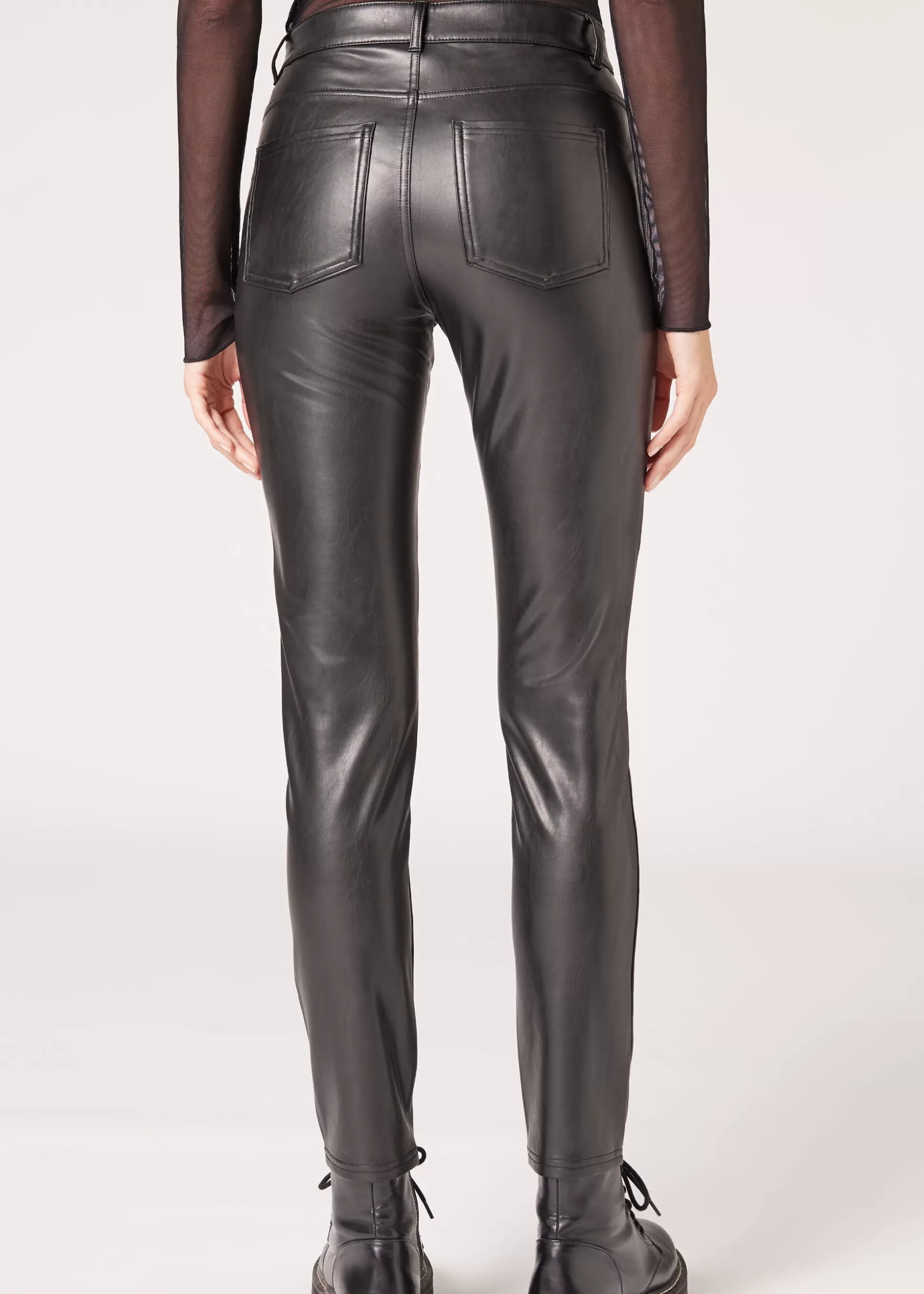 Calzedonia Leggings Biker Skinny Térmicas Com Efeito Revestido | Calças