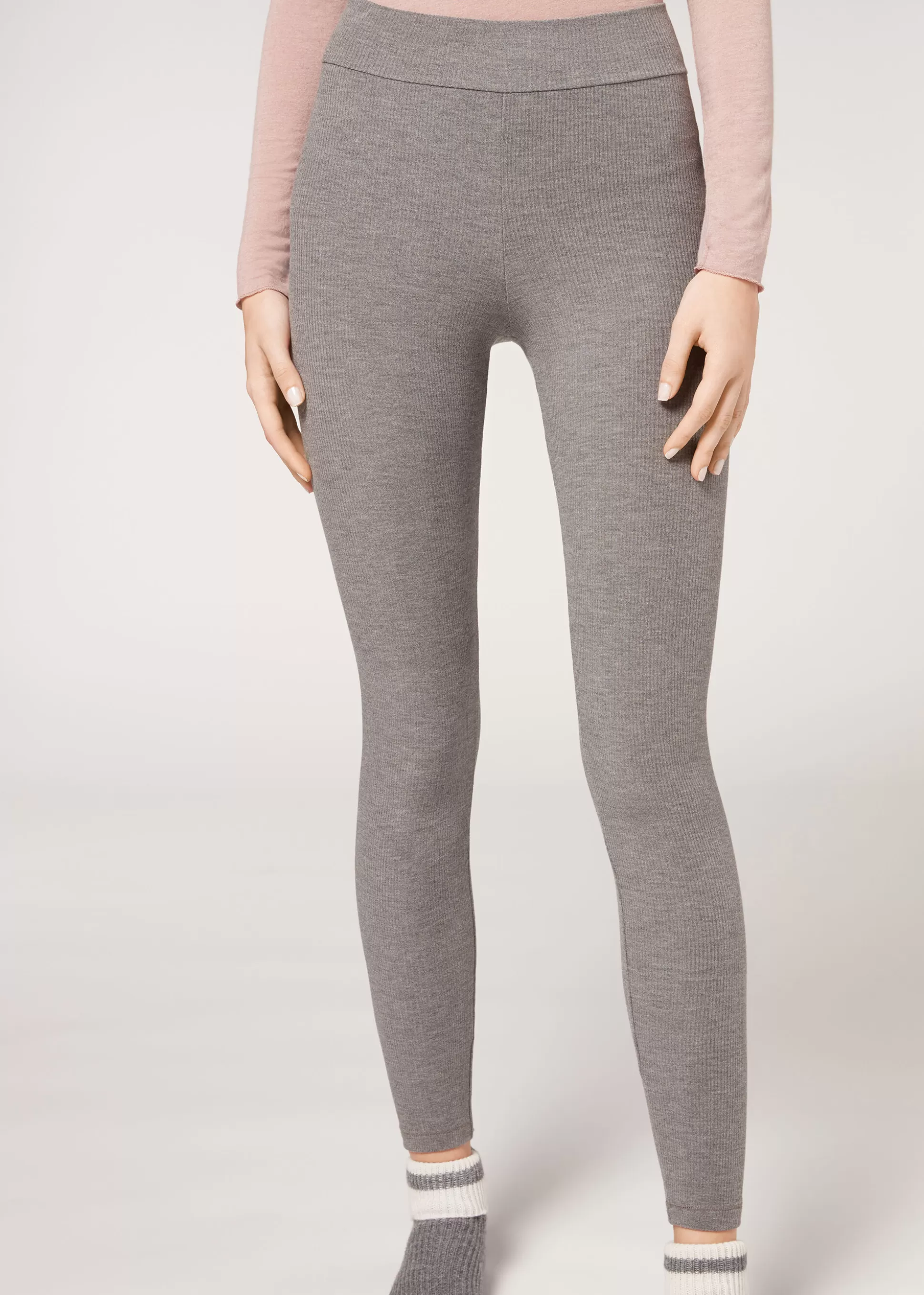 Calzedonia Leggings Caneladas Com Caxemira | Leggings