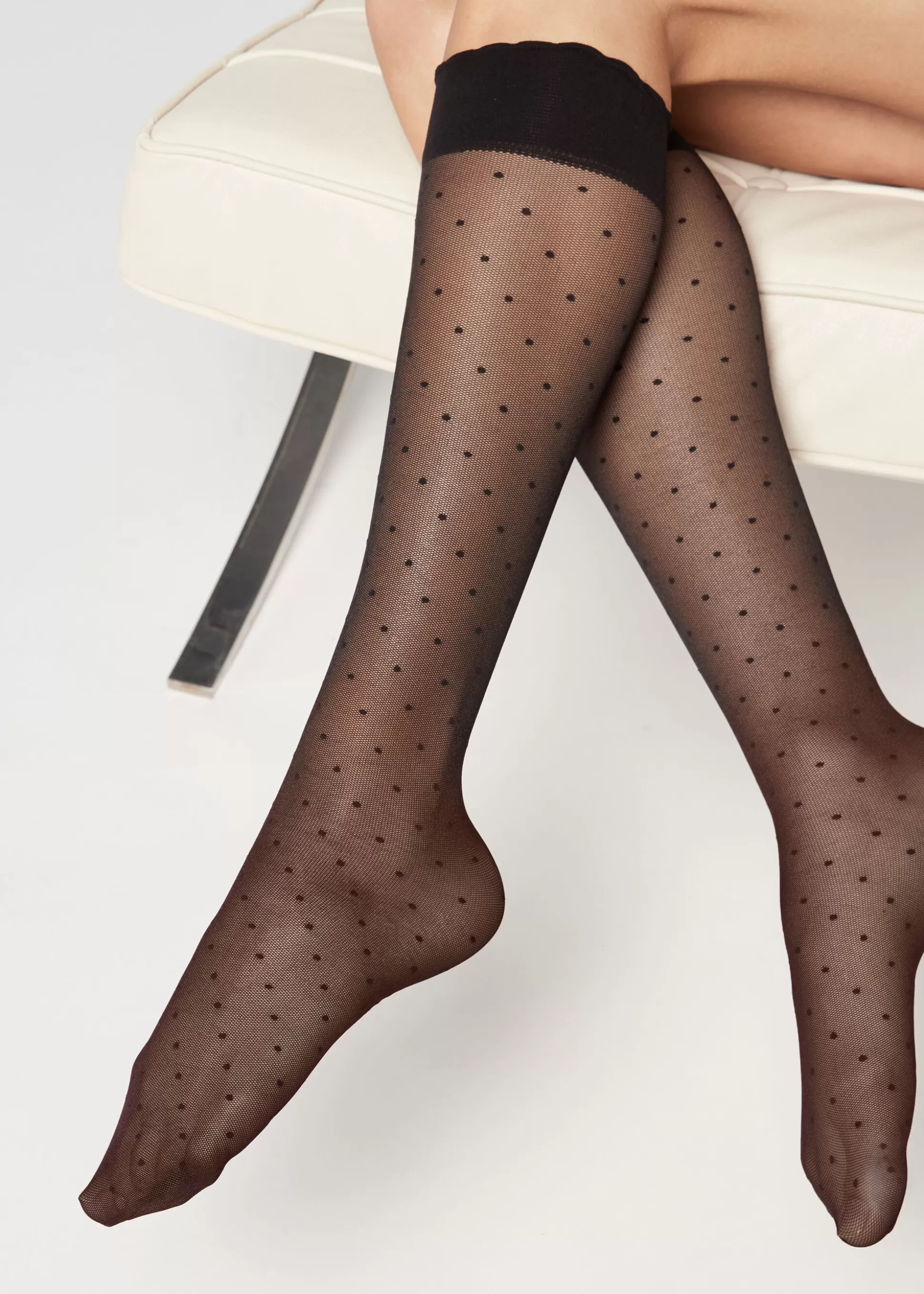 Calzedonia Meias Pelo Joelho Padrão | Meias Transparentes Pelo Joelho | Meias Altas