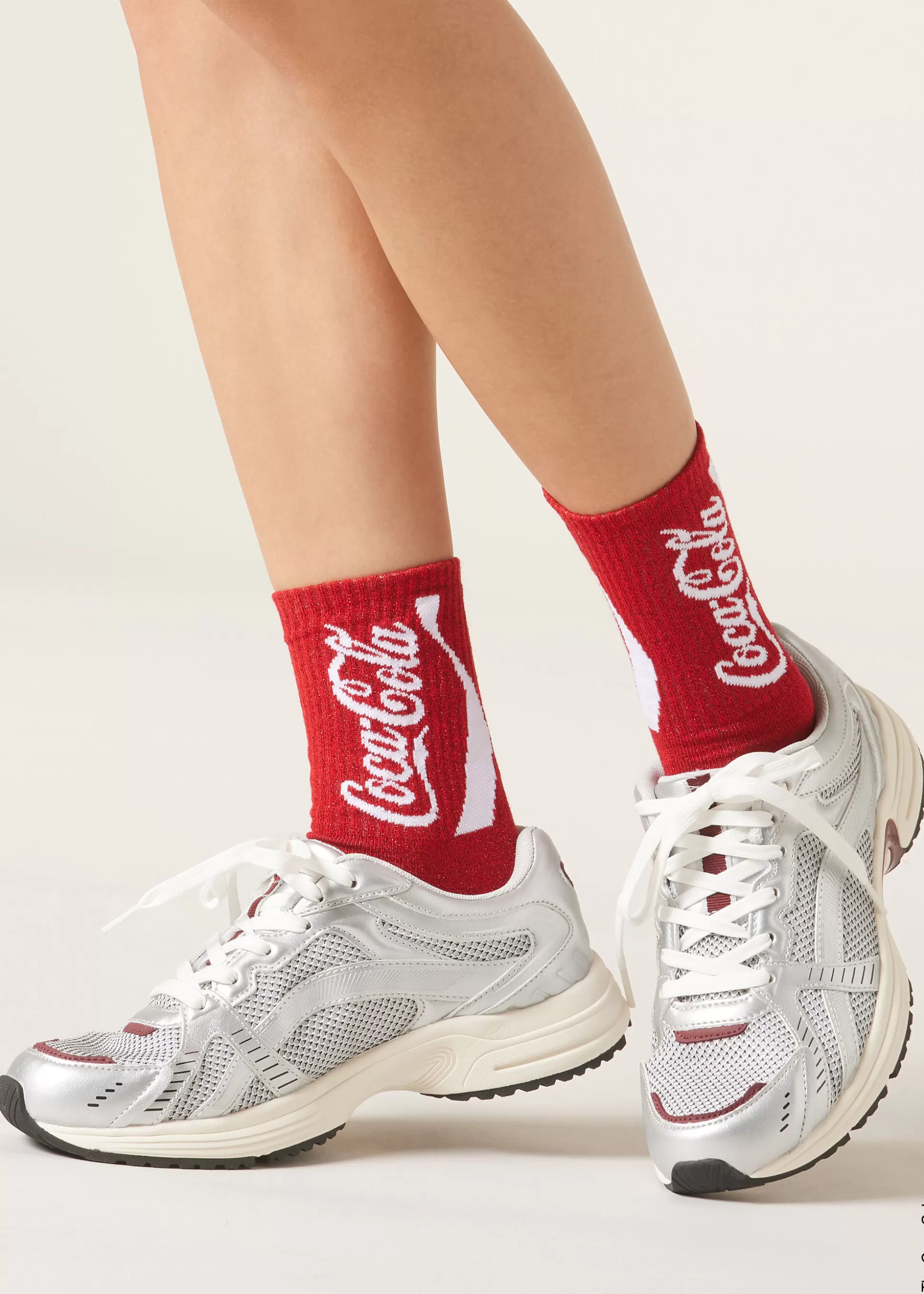 Calzedonia Meias Vermelhas Coca Cola | Meias Curtas